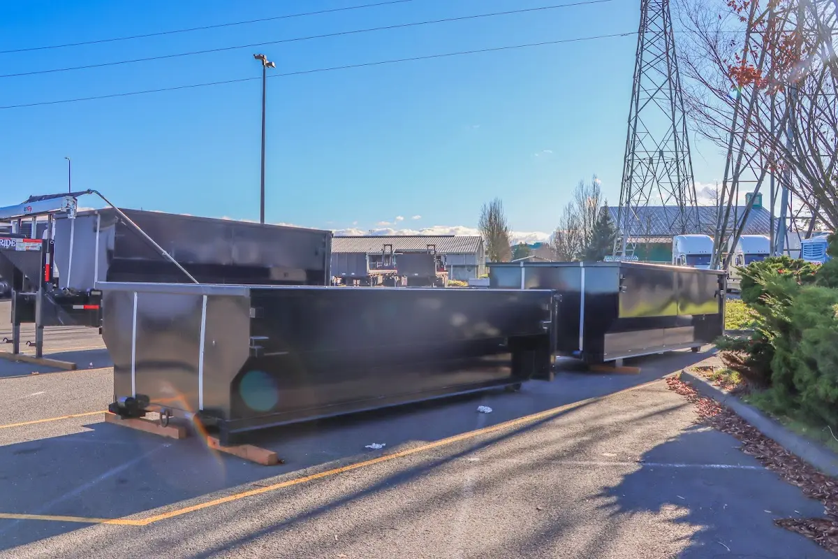Roll-off dumpster ready for waste disposal at job site for 2 Yard Dumpster Rental in St. Francis